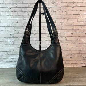 Vintage Coach Ergo Soho Hobo Black Leather Buckle Shoulder Bag # 9249